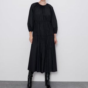 Zara POPLIN MIDI DRESS